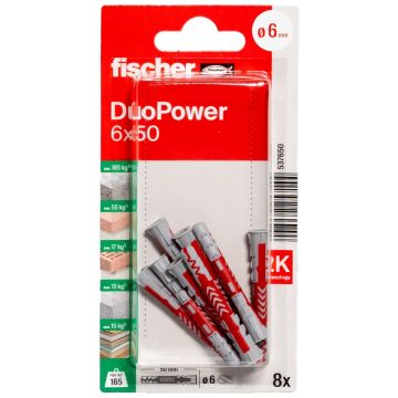 fischer DuoPower 6x50 in blister, lang (8 stuks)