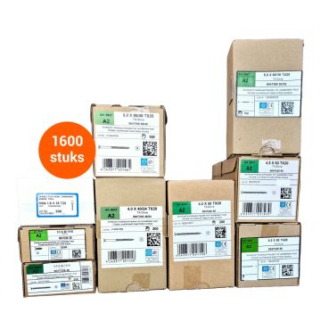 RVS spaanplaatschroeven torx - Voordeelpakket 1600 stuks