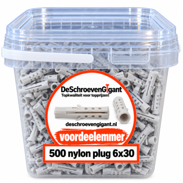 Nylon pluggen 6x30 voordeelemmer 500x