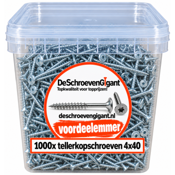 Tellerkopschroef blauw verzinkte schroeven  torx 4x40 voordeelemmer 1000x