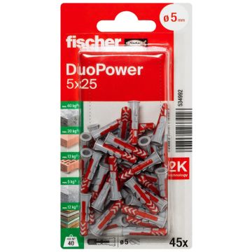 fischer DuoPower 5x25 in blister (45 stuks)